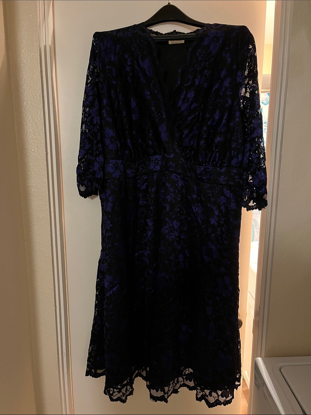 Kiyonna Deep Purple and Black Lace Midi Dress